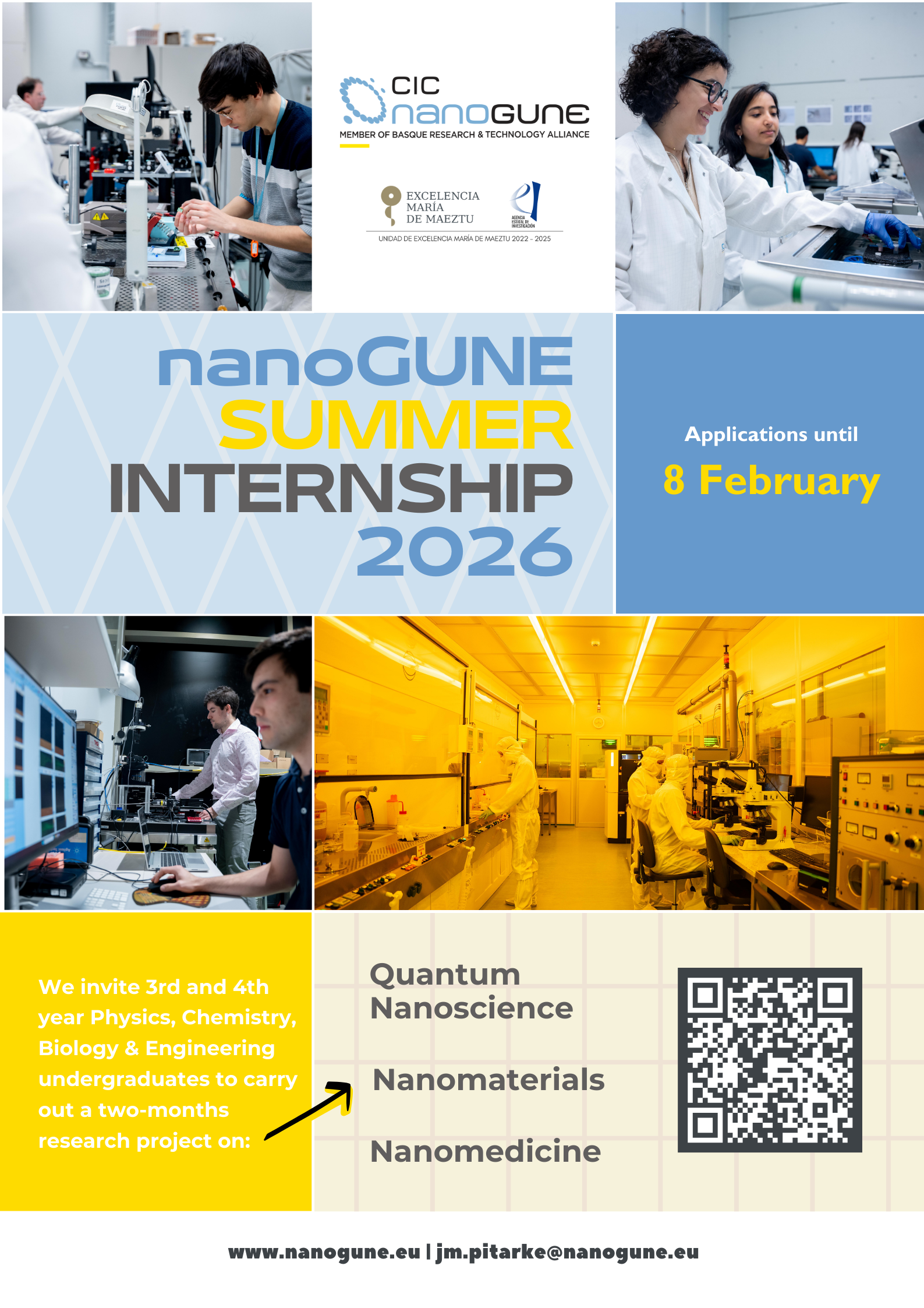 Poster to announce the 2026 call for summer interns