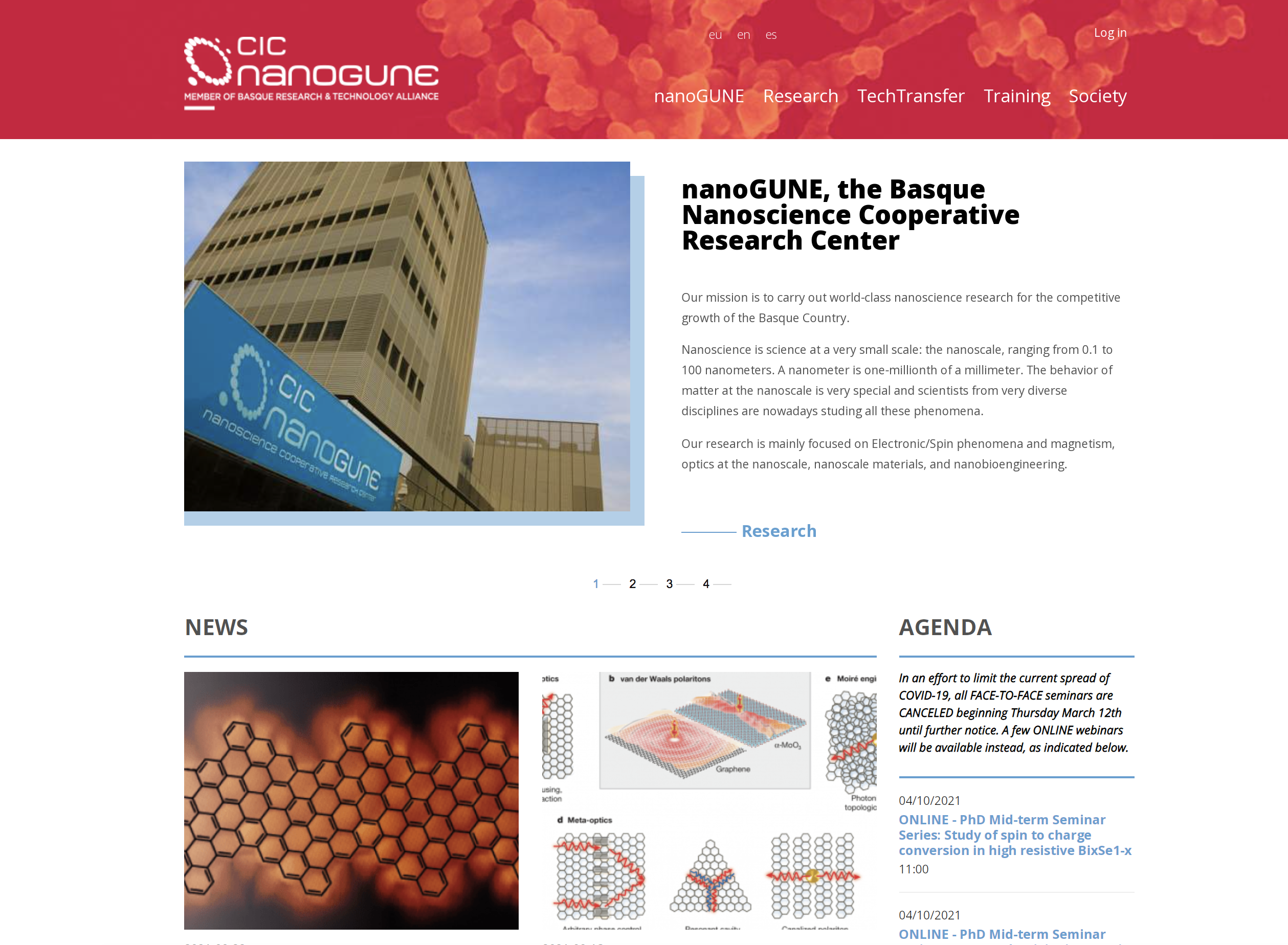 nanoGUNE website homepage
