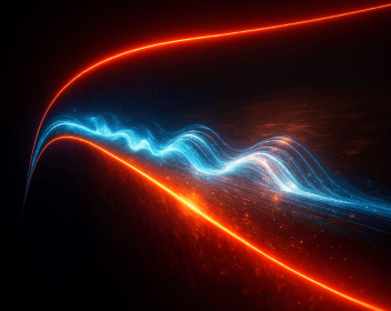 Artistic illustration fusing real- and momentum‑space representation of flat‑band hybrid polaritons. Image generated by Edoardo Vicentini with ChatGPT (OpenAI, 2025) and Copilot (Microsoft AI, 2025).