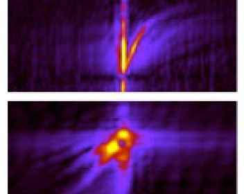 Measured dispersion (energy versus momentum diagram) of hyperbolic phonon polaritons in boron nitride.